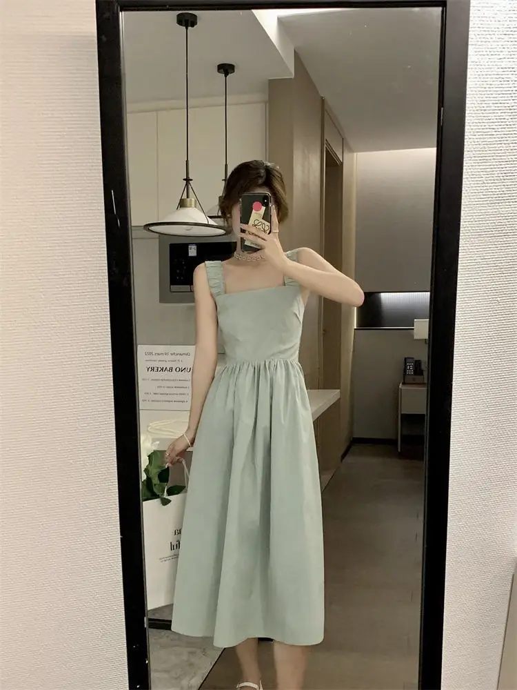 White French Dress Women Summer 2025 Mid-Length Waist Slimming Look — feature 35