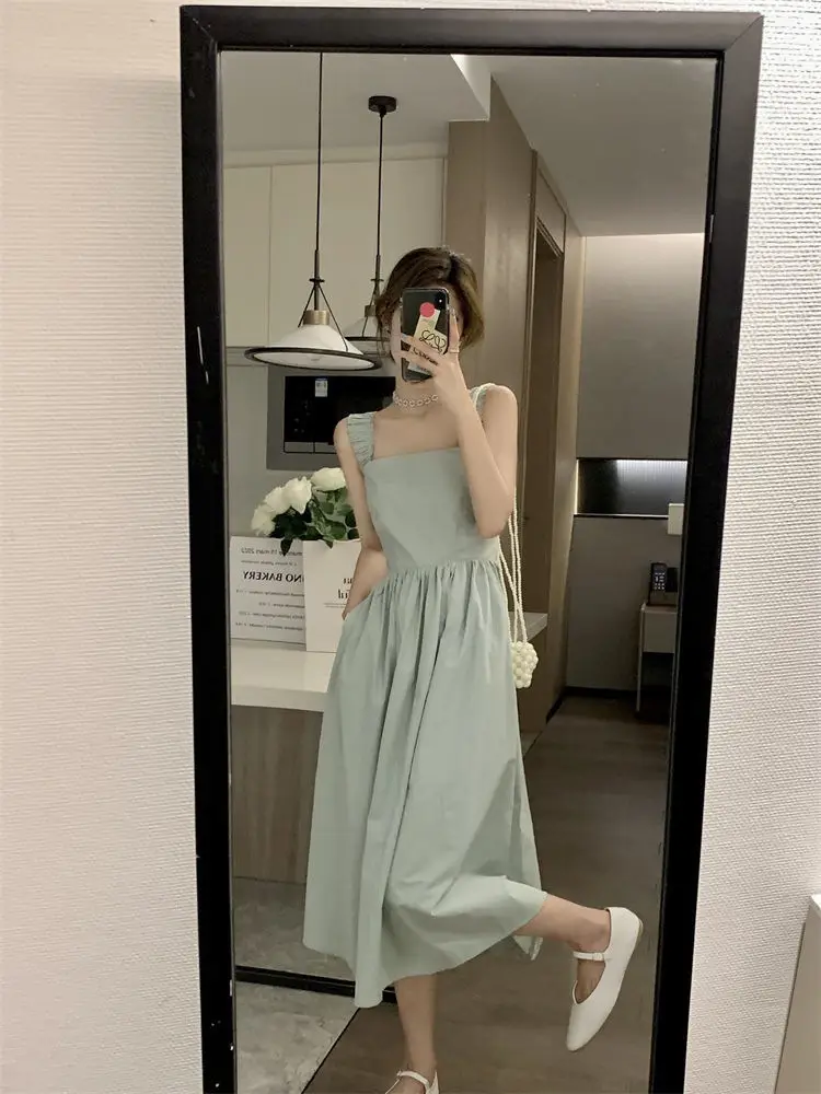 White French Dress Women Summer 2025 Mid-Length Waist Slimming Look — feature 36