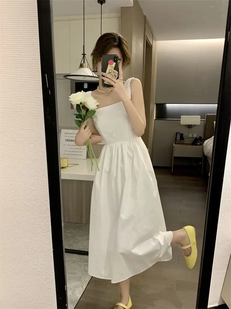 White French Dress Women Summer 2025 Mid-Length Waist Slimming Look — feature 39