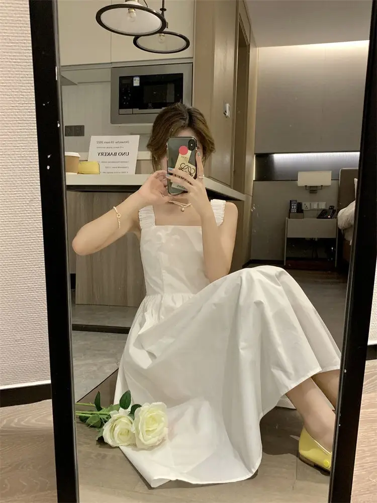 White French Dress Women Summer 2025 Mid-Length Waist Slimming Look — feature 40