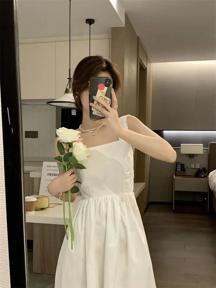 White French Dress Women Summer 2025 Mid-Length Waist Slimming Look — feature 43