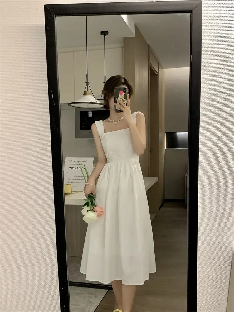 White French Dress Women Summer 2025 Mid-Length Waist Slimming Look — feature 44