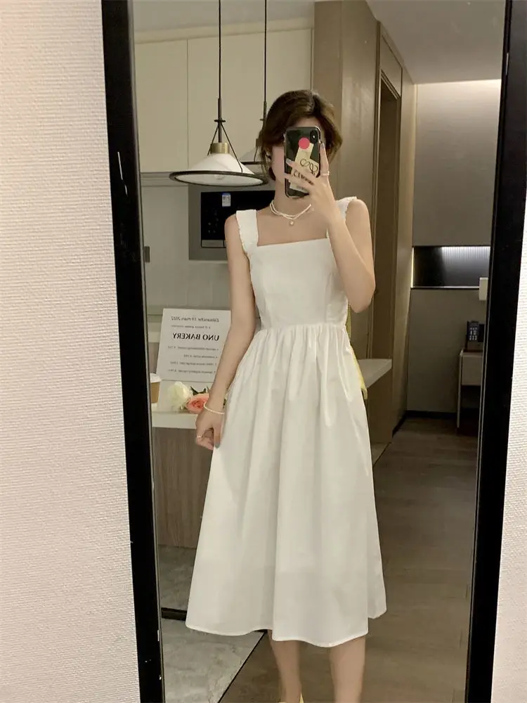 White French Dress Women Summer 2025 Mid-Length Waist Slimming Look — feature 46