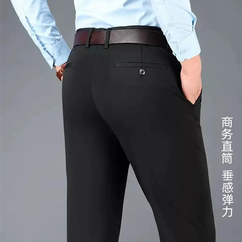 Men Navy Blue Velvet Padded Stretch Pants - Image 73
