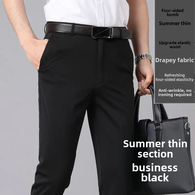 Men Navy Blue Velvet Padded Stretch Pants - Image 3