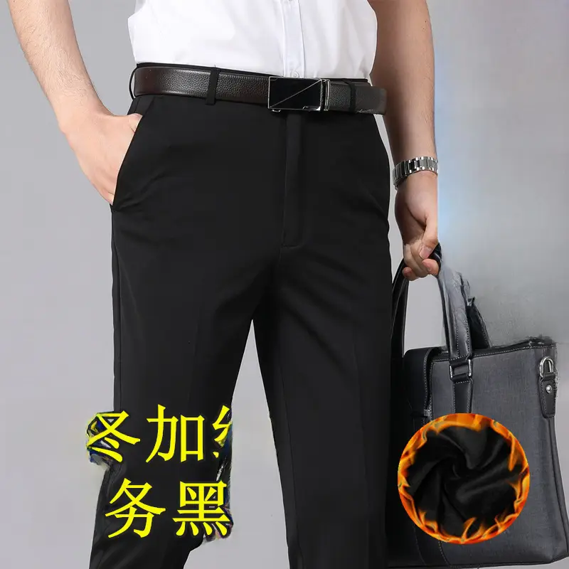 Men Navy Blue Velvet Padded Stretch Pants - Image 51