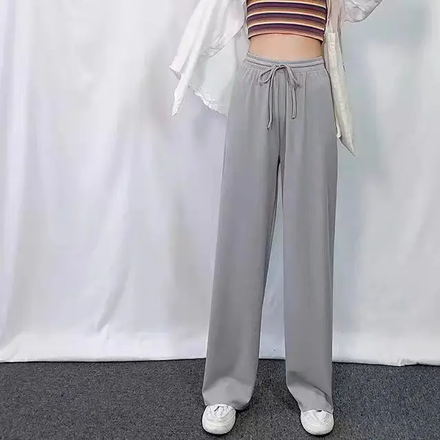 Women Ice Silk High Waist Draped Pants Summer — feature 26