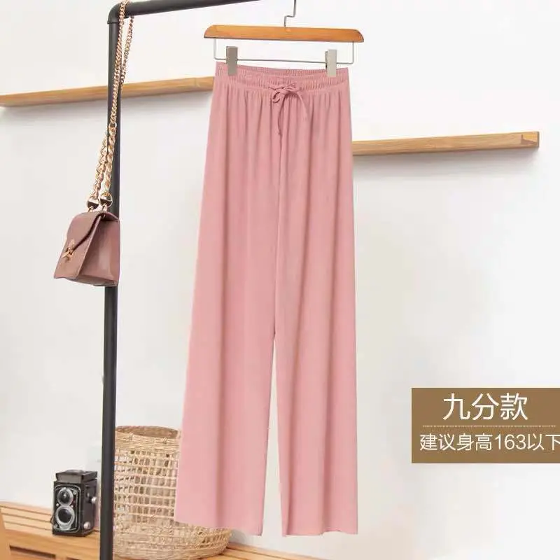 Women Ice Silk High Waist Draped Pants Summer - Image 11
