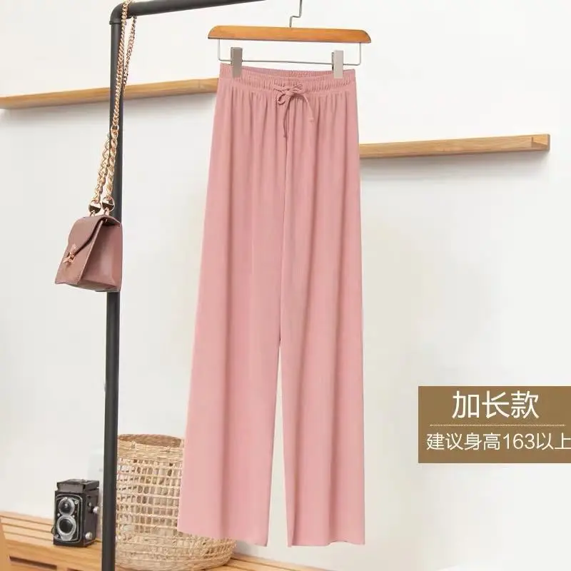Women Ice Silk High Waist Draped Pants Summer - Image 5