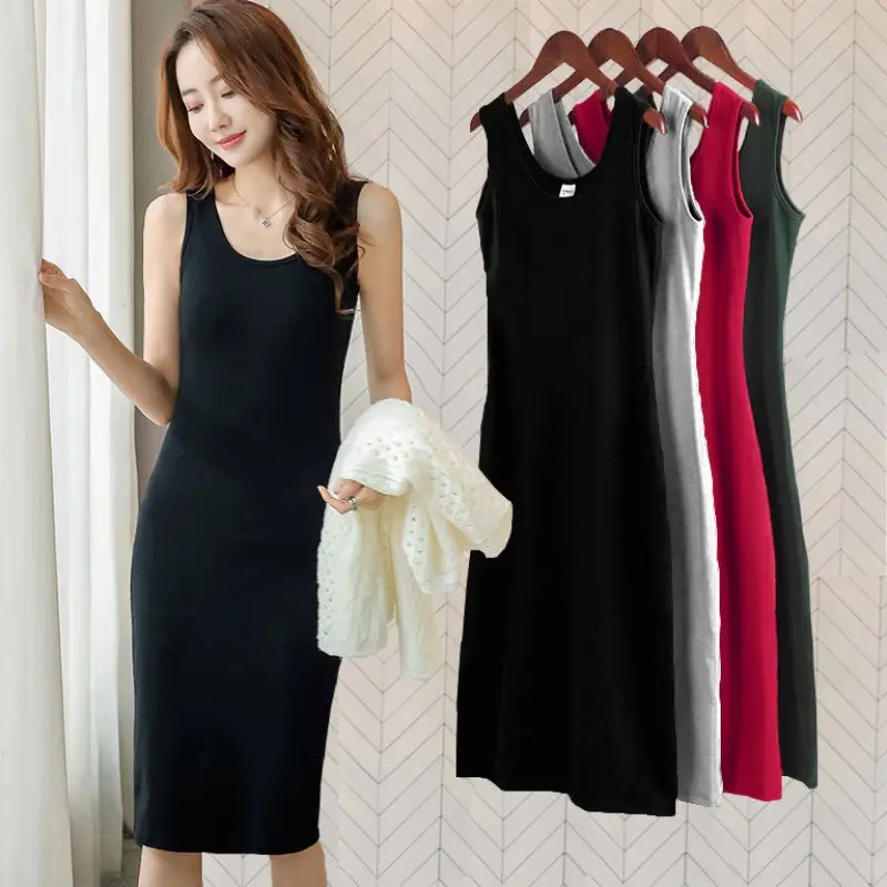 Red Long Sleeve Vest Bottoming Dress Plus Size Women - Image 5