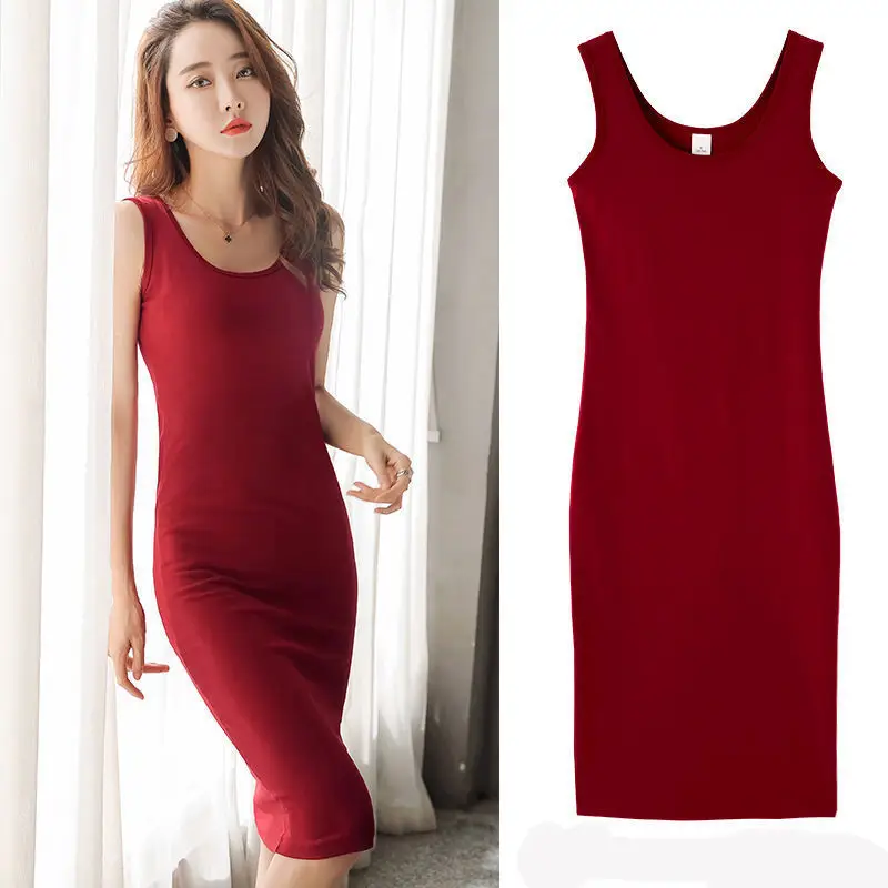 Red Long Sleeve Vest Bottoming Dress Plus Size Women - Image 9