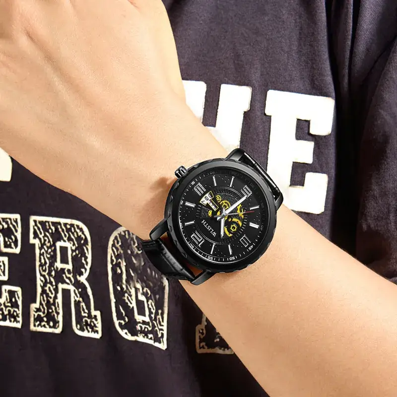 Men's Waterproof Quartz Watch 5911 Black 53g - Image 5