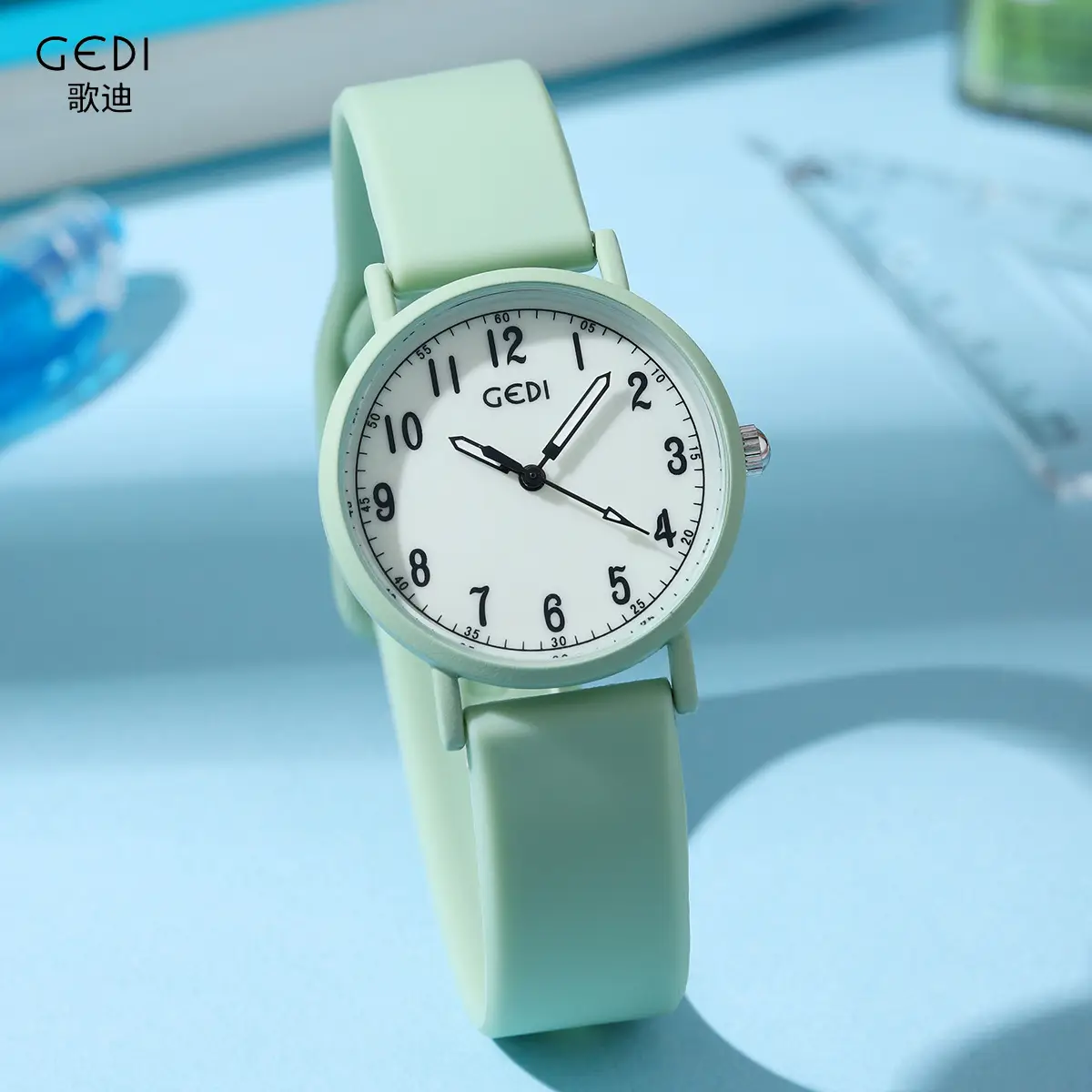 Goldie Silicone Student Watch Mint Green Waterproof Quartz - Image 8