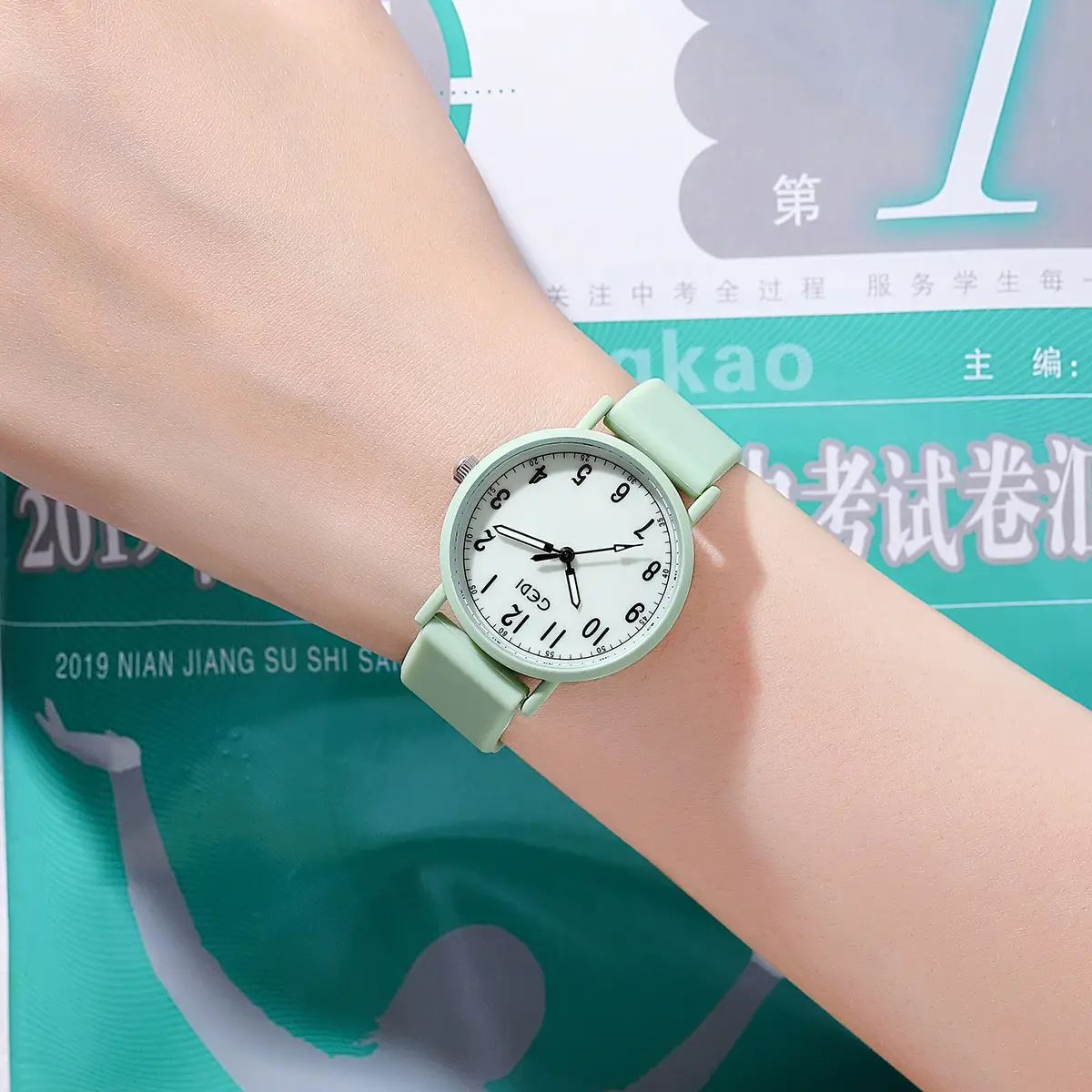Goldie Silicone Student Watch Mint Green Waterproof Quartz - Image 9