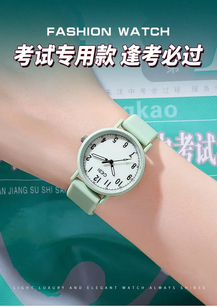Goldie Silicone Student Watch Mint Green Waterproof Quartz — feature 1