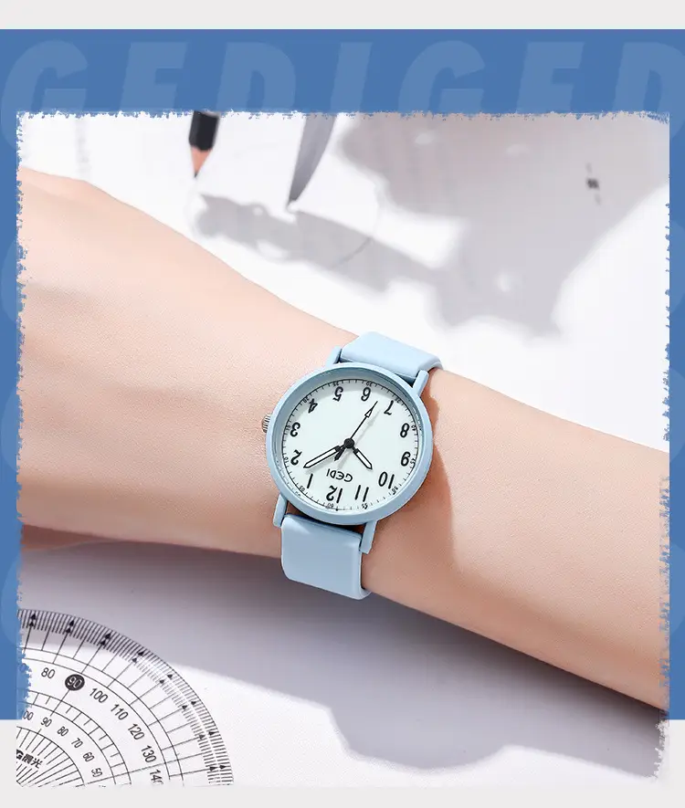 Goldie Silicone Student Watch Mint Green Waterproof Quartz — feature 5