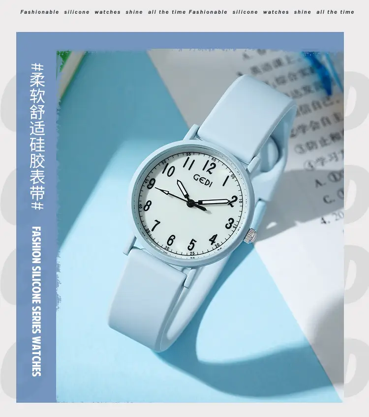 Goldie Silicone Student Watch Mint Green Waterproof Quartz — feature 6
