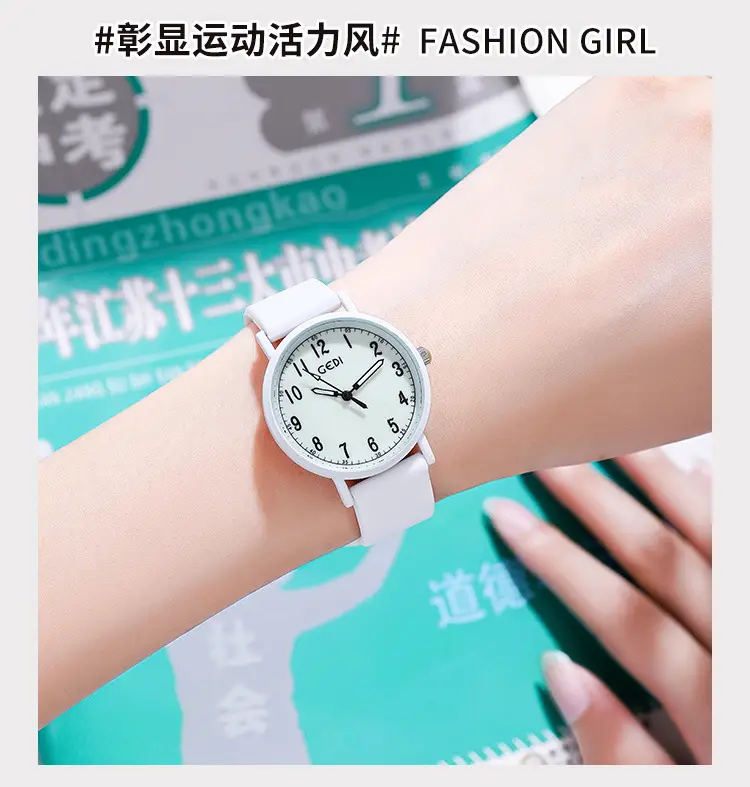 Goldie Silicone Student Watch Mint Green Waterproof Quartz — feature 8