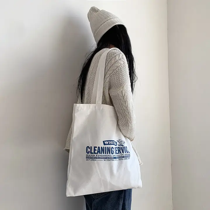 New Ins Shoulder Canvas Bag Trendy Korean Style Artistic Simple Letter Student Canvas Shopping Bag for Men and Women — feature 1