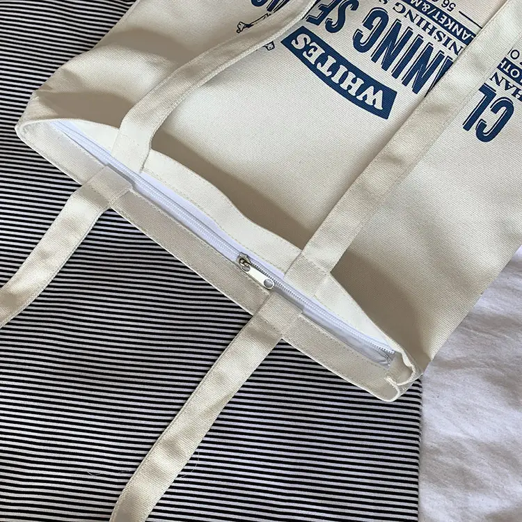New Ins Shoulder Canvas Bag Trendy Korean Style Artistic Simple Letter Student Canvas Shopping Bag for Men and Women — feature 4