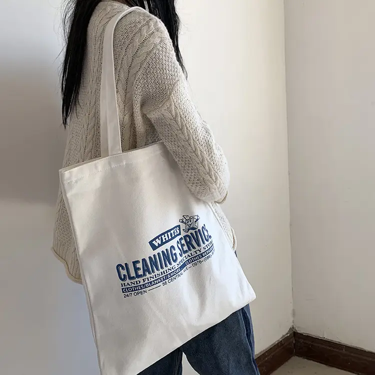 New Ins Shoulder Canvas Bag Trendy Korean Style Artistic Simple Letter Student Canvas Shopping Bag for Men and Women — feature 7