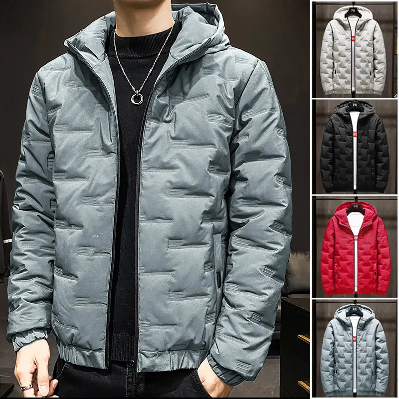 Men's Black Hooded Cotton Puffer Jacket Winter 2024