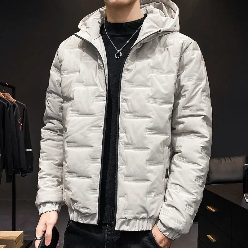Men's Black Hooded Cotton Puffer Jacket Winter 2024 - Image 7