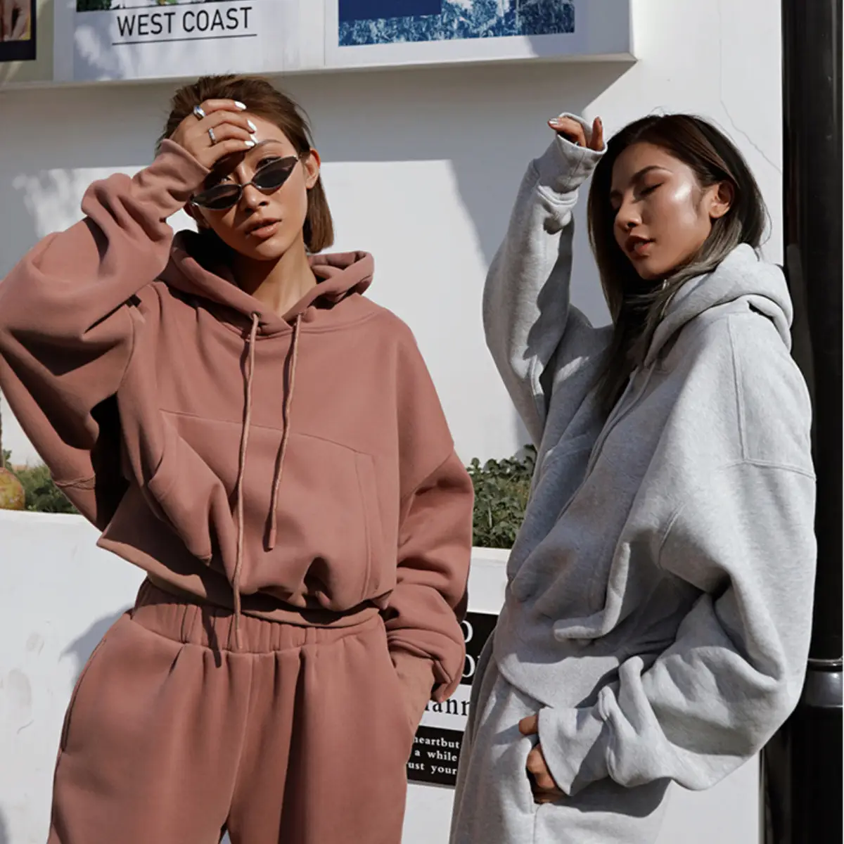 Women's 2023 Casual Sweatshirt Track Suit Brown Grey - Image 6