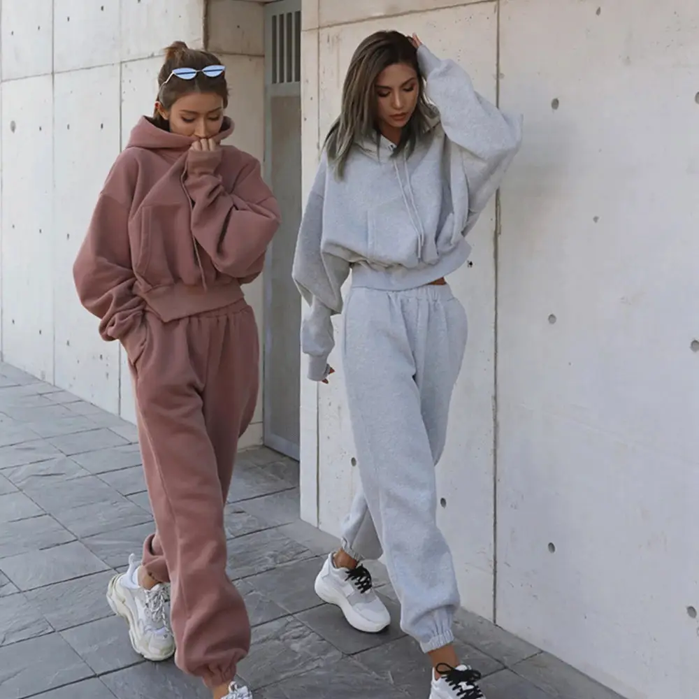 Women's 2023 Casual Sweatshirt Track Suit Brown Grey — feature 2