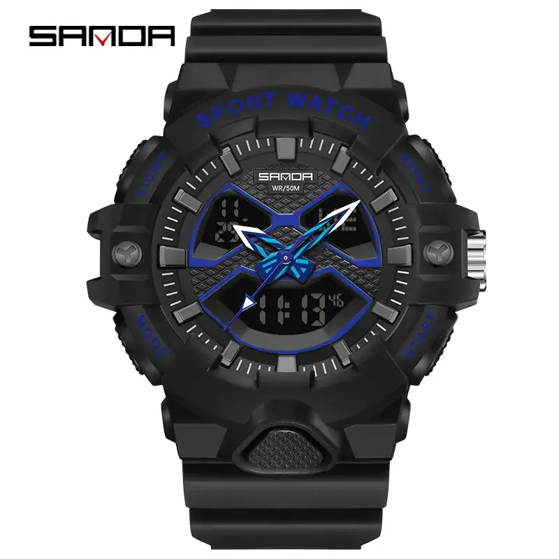 Sanda Black Sport Match Waterproof Electronic Watch for Youth - Image 4
