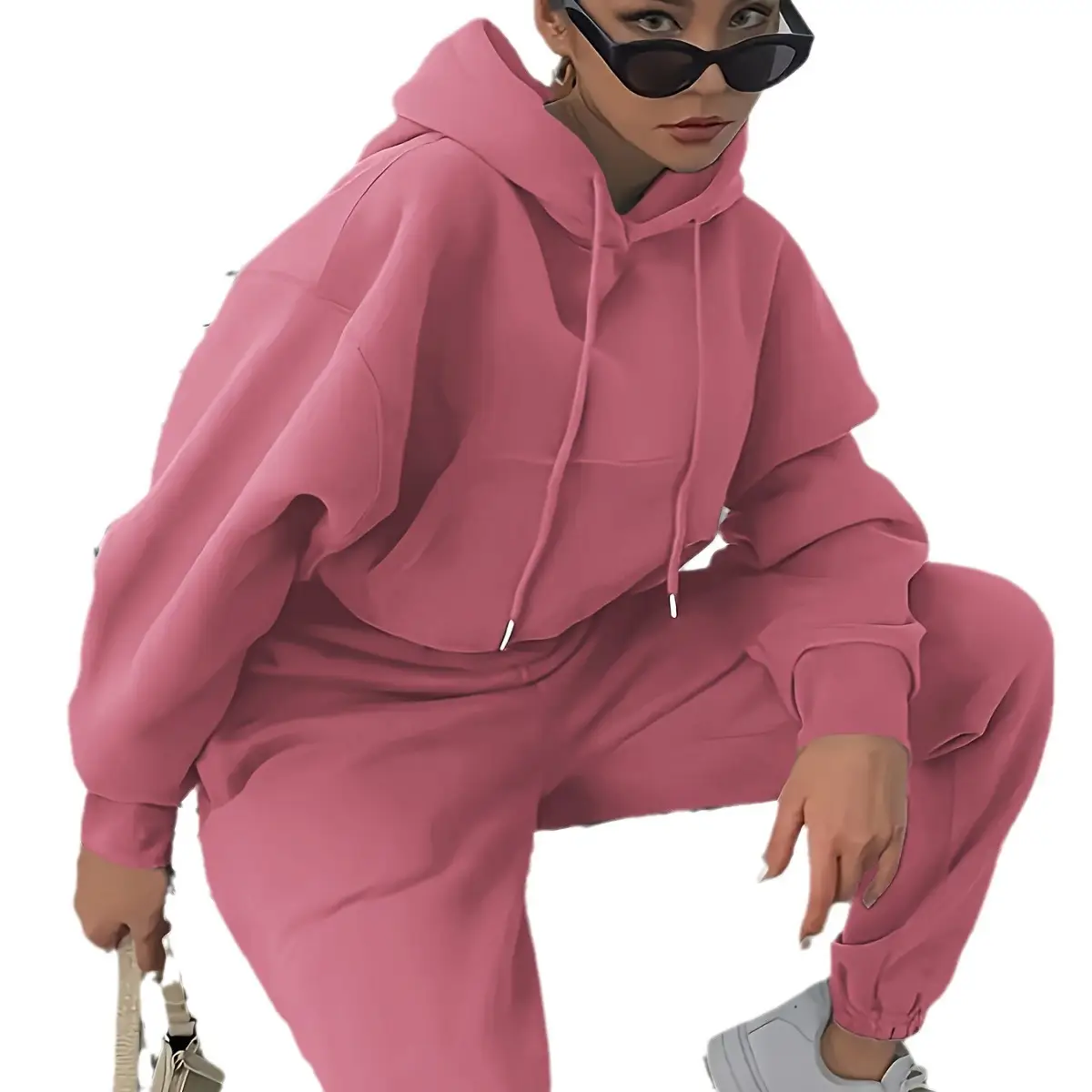 Women's Grey Sweatshirt Track Suit Casual Winter Set - Image 8