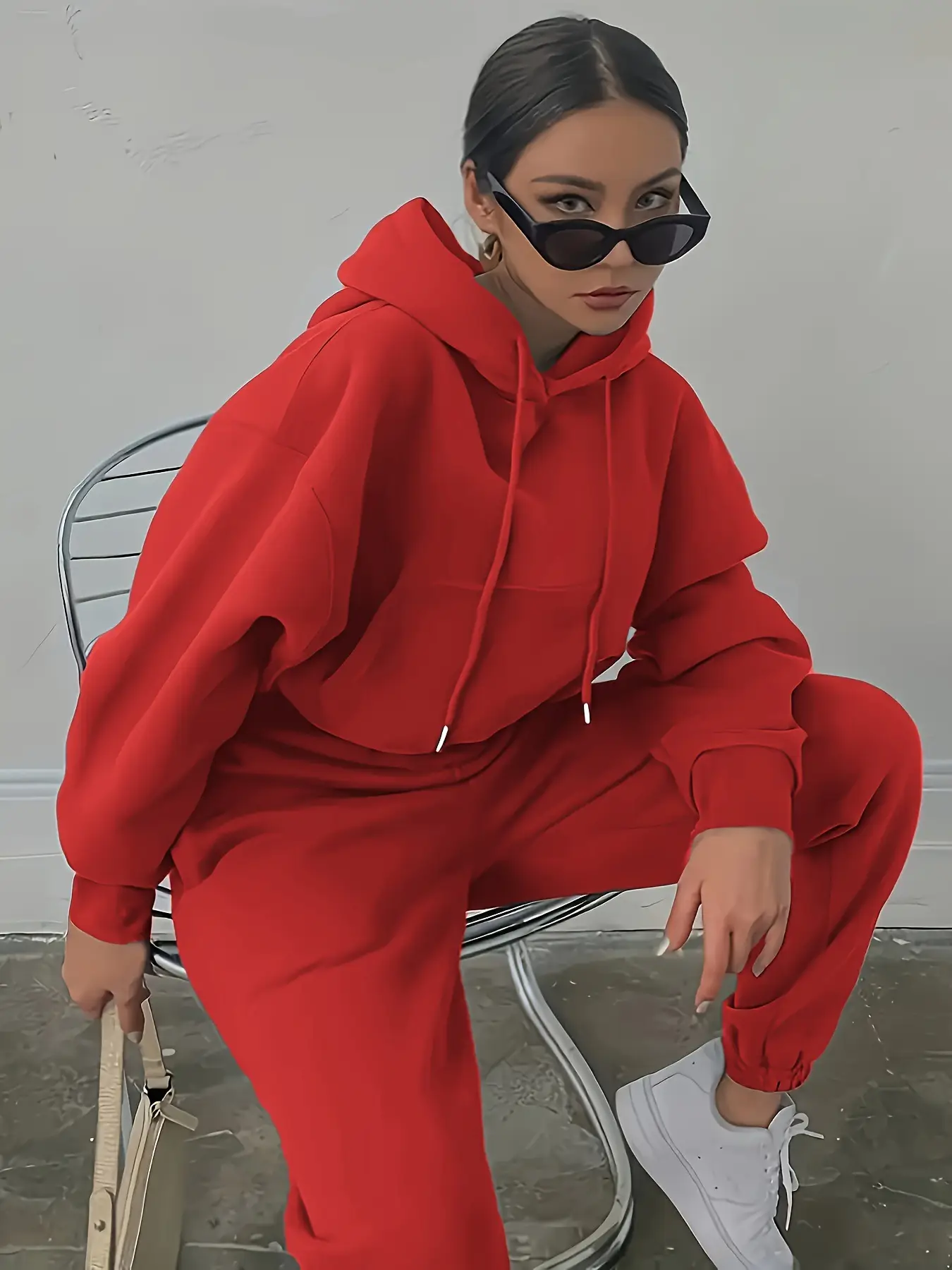 Women's Grey Sweatshirt Track Suit Casual Winter Set — feature 11