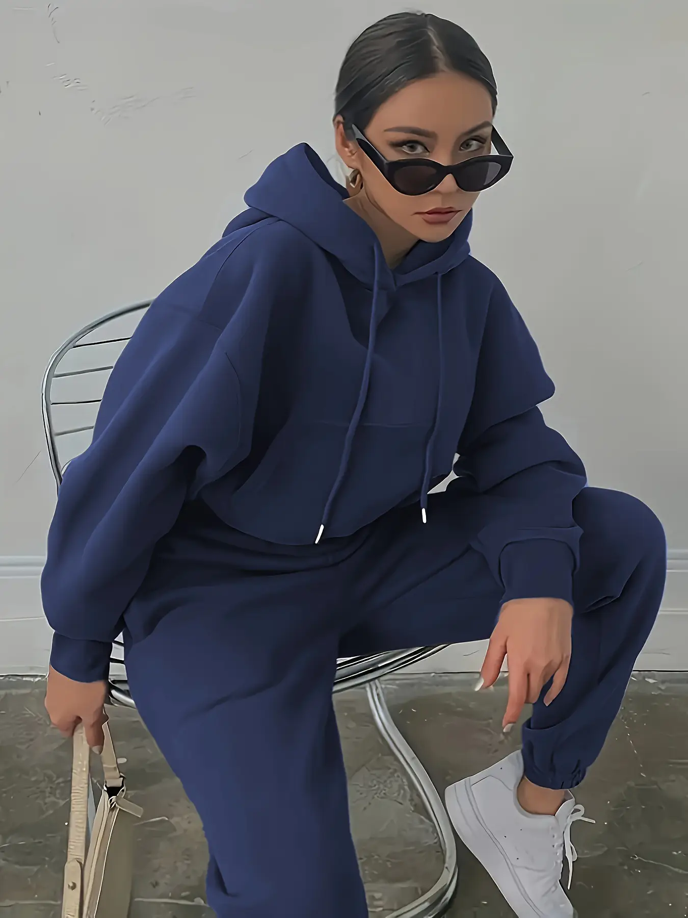 Women's Grey Sweatshirt Track Suit Casual Winter Set — feature 16