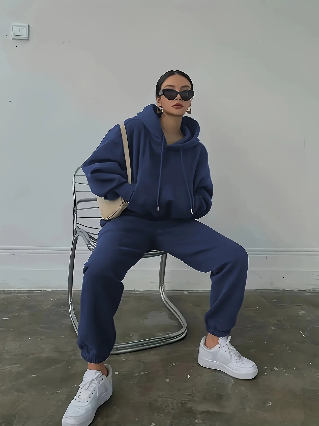 Women's Grey Sweatshirt Track Suit Casual Winter Set — feature 17