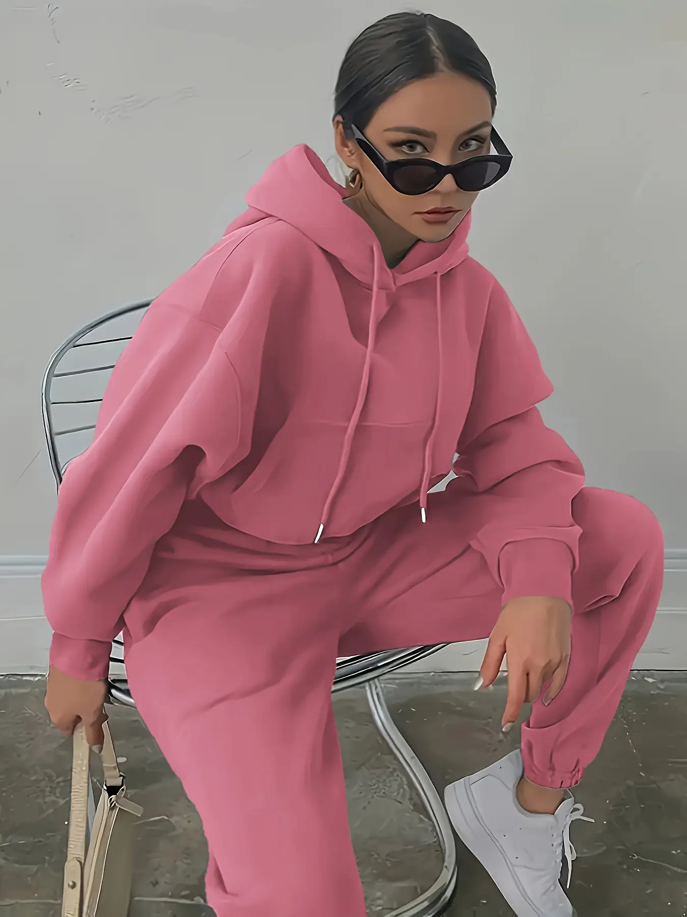 Women's Grey Sweatshirt Track Suit Casual Winter Set — feature 18