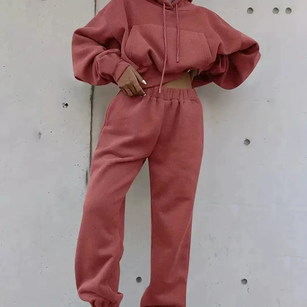 Women's Grey Sweatshirt Track Suit Casual Winter Set — feature 4