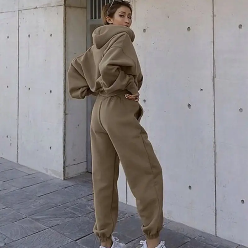 Women's Grey Sweatshirt Track Suit Casual Winter Set - Image 3