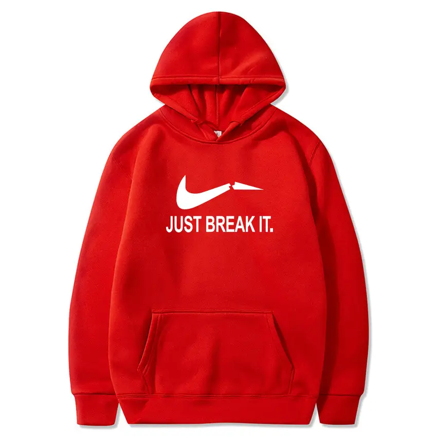 Red Fleece Hoodie for Men Just Break It - Image 28