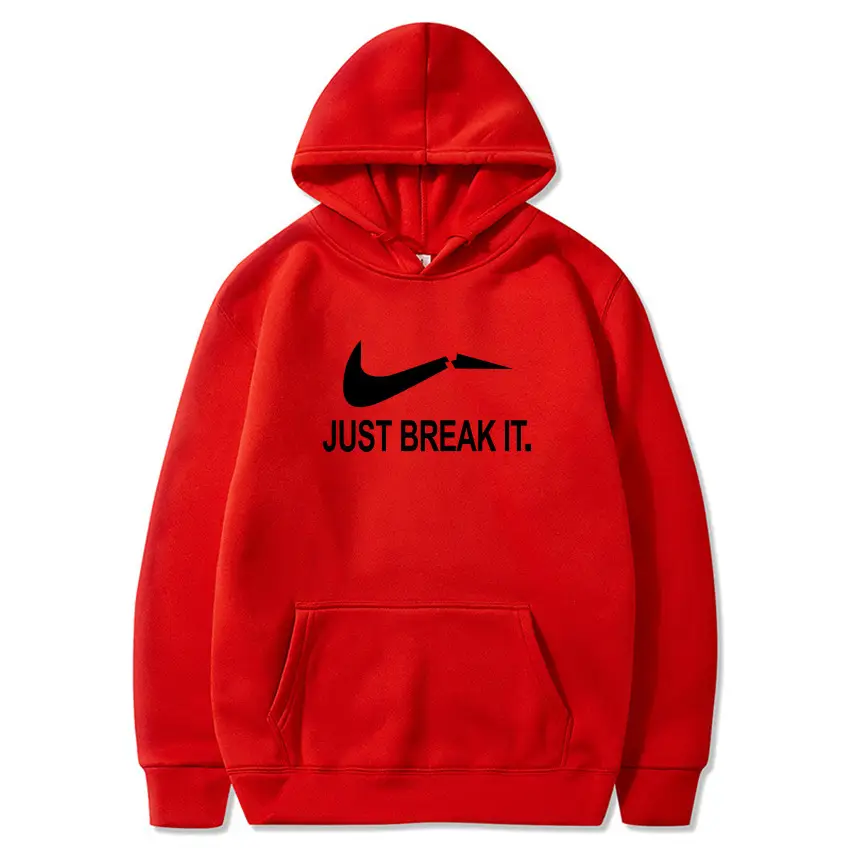 Red Fleece Hoodie for Men Just Break It - Image 15