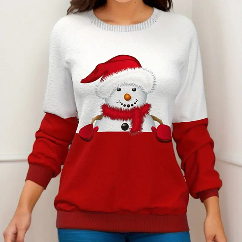 Women 2023 Christmas Snowman Sweatshirt Blue - Image 9
