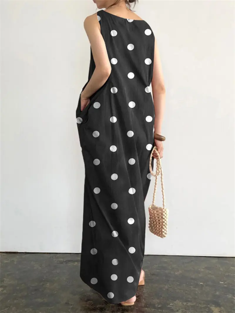 2023 Women's Polka Dot Long Skirt Pants Loose Casual Dress - Image 4