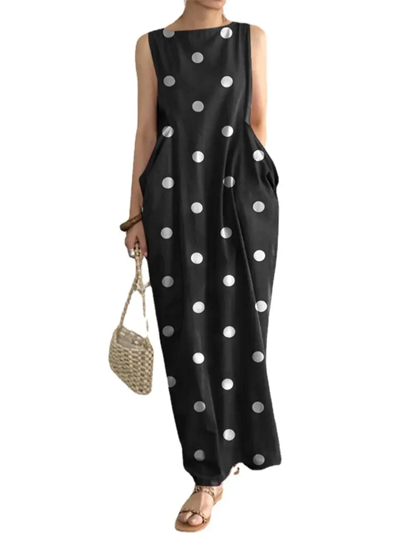 2023 Women's Polka Dot Long Skirt Pants Loose Casual Dress - Image 5