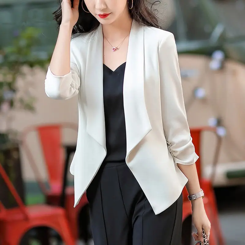 Women's Pink Seven-Point Sleeve Small Suit Jacket Spring Summer - Image 5