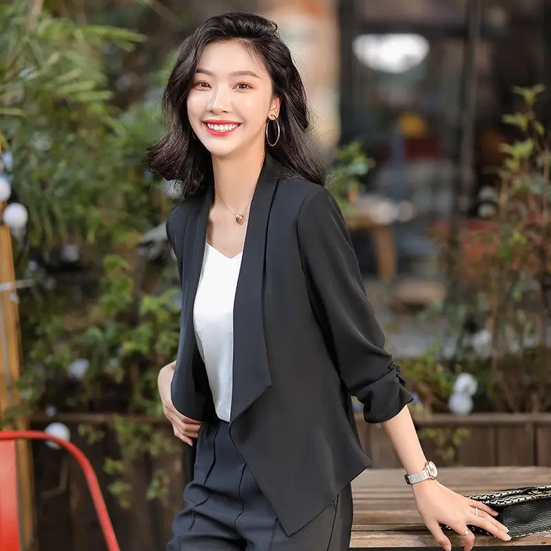 Women's Pink Seven-Point Sleeve Small Suit Jacket Spring Summer - Image 7