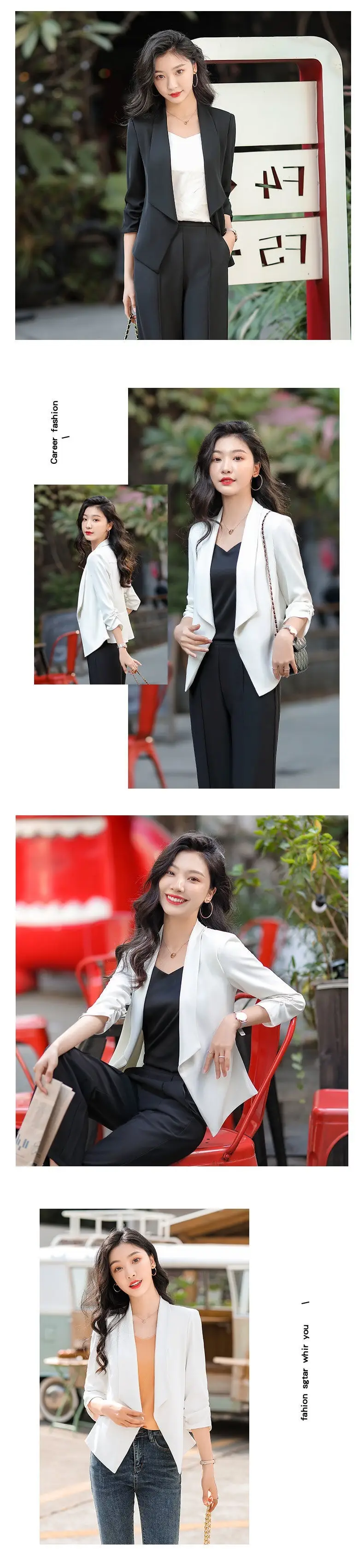 Women's Pink Seven-Point Sleeve Small Suit Jacket Spring Summer — feature 3