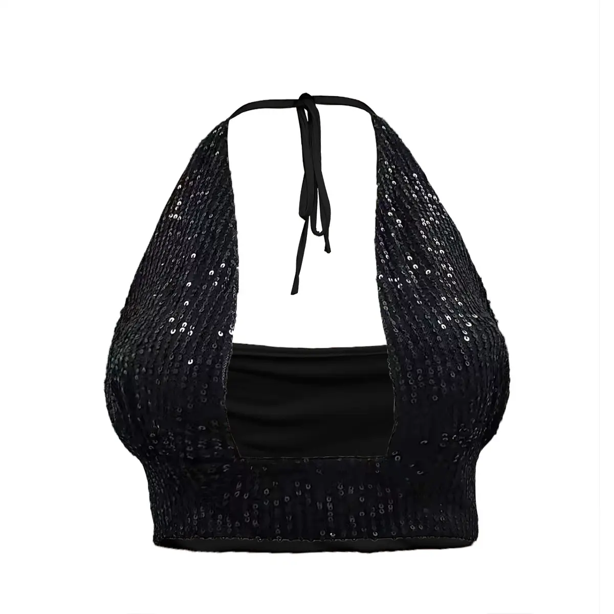 White Metal Sequin Low Cut Vest for Women - Image 5