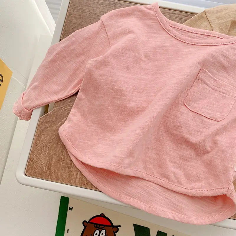 Boys' Bamboo Cotton T-Shirt Pink Beige 0-3Yr