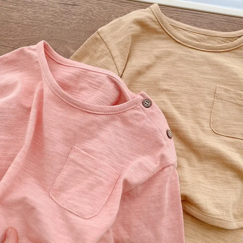 Boys' Bamboo Cotton T-Shirt Pink Beige 0-3Yr