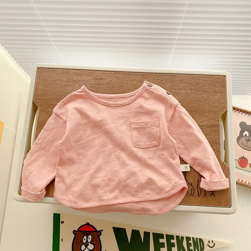 Boys' Bamboo Cotton T-Shirt Pink Beige 0-3Yr