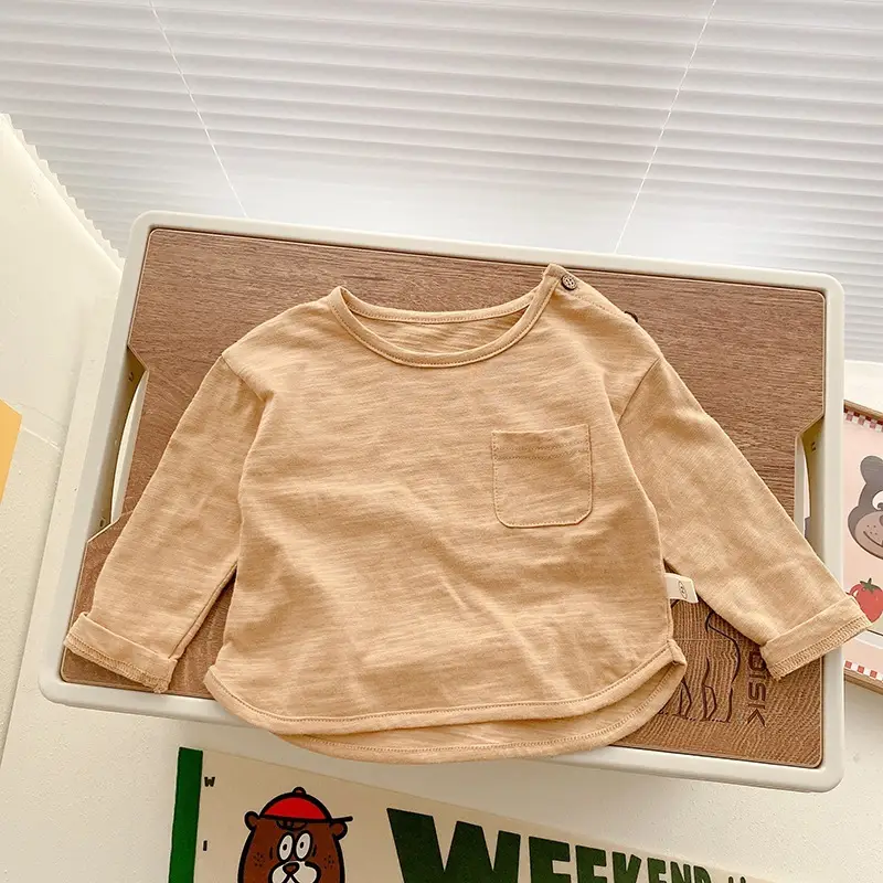 Boys' Bamboo Cotton T-Shirt Pink Beige 0-3Yr